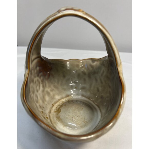 Ceramic Basket With Floral Design & Handle - Handcrafted Home Decor - Picture 4 of 5